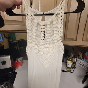 Cream Crochet Lace Tank Top